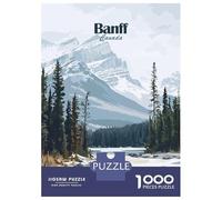 Rompecabezas De 1000 Piezas para Adultos Banff Canada Mountain Landscape Illustration Rompecabezas para Adultos Juego Práctico Decoración Perfecta Regalos De Cumpleaños Y Únicos 38x26cm/1000pcs
