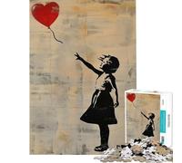 Rompecabezas de 1000 Piezas para Adultos Banksy Niña Globo Rojo Desafío Educativo Una Obra de Arte Juguetes Antiestrés para Mayores de 14 años (38x52cm)