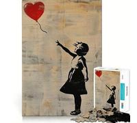 Rompecabezas de 1000 Piezas para Adultos Banksy Niña Globo Rojo Ideal para Recortar Decoración Juego de concentración Mental Juego Relajante Escena navideña Arte (50x75cm)