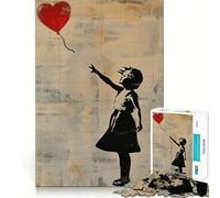Rompecabezas de 1000 Piezas para Adultos Banksy Niña Globo Rojo Ideal para Recortar Decoración Juego de concentración Mental Juego Relajante Escena navideña Arte (38x26cm)