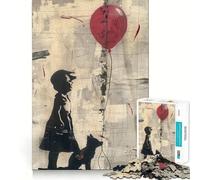 Rompecabezas de 1000 Piezas para Adultos Banksy Niña Zorro Globo Juego de Ajuste Exacto Juego de ingenio Regalo Juego de Juego Libre Regalo de cumpleaños (38x52cm)