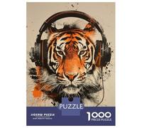 Rompecabezas De 1000 Piezas para Adultos Banksy Tiger Headphones Rompecabezas para Adultos Juegos Divertidos Una Obra De Arte Oferta como Regalos para Toda La Familia 38x26cm/1000pcs