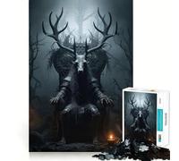 Rompecabezas de 1000 Piezas para Adultos Baphomet en un Trono Articulaciones precisas Divertido y práctico Regalo Ideal para Disfrutar de un Momento de Paz Decoración de cumpleaños (38x52cm)