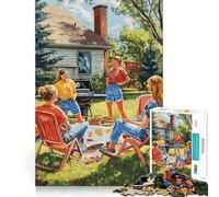 Rompecabezas de 1000 Piezas para Adultos Barbacoa en el jardín,Verano,Arte Impecable,desafío Mental,diversión,Descanso,Juego,Regalo de cumpleaños para la Mente (38x26cm)