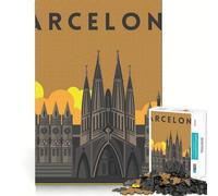 Rompecabezas de 1000 Piezas para Adultos,Barcelona,España,Arte de Viaje,Arte de Bordes precisos,Juego de ingenio,Regalo para Pasar un rato Agradable,Regalo Divertido de Navidad (38x52cm)