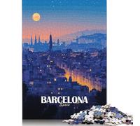 Rompecabezas de 1000 Piezas para Adultos: Barcelona, España de Noche. Juego de Rompecabezas de Papel. Desafío para Toda la Familia. 38 x 26 cm / 1000 Piezas.