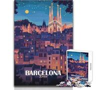 Rompecabezas de 1000 Piezas para Adultos: Barcelona,España,Paisaje Urbano Nocturno,desafío único,Juego de análisis y lógica,Regalos de cumpleaños,tamaño 38x26cm