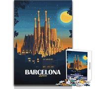 Rompecabezas de 1000 Piezas para Adultos,Barcelona,España,Sagrada Familia,ilustración,desafío único,Juego de análisis y lógica,Regalos de cumpleaños,tamaño 38x26cm