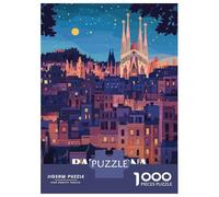 Rompecabezas De 1000 Piezas para Adultos Barcelona Spain Cityscape at Night Rompecabezas para Adultos Juegos De Relajación Una Obra De Arte Regalos para Amigos Y Familiares 38x26cm/1000pcs