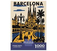 Rompecabezas De 1000 Piezas para Adultos Barcelona Travel Poster Illustration Rompecabezas para Adultos Juegos De Relajación Regalos para Mujeres Desafío Educativo 52x38cm/1000pcs
