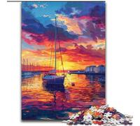 Rompecabezas de 1000 Piezas para Adultos, Barco al Atardecer, de Madera, Mayores de 14 años, 50x75cm, Ideal para cumpleaños y Vacaciones