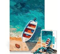 Rompecabezas de 1000 Piezas para Adultos Barco en la Playa Arte Digital Piezas de Corte Limpio Actividad Cerebral Inteligente Diversión para Momentos de Calma Regalo artístico de cumpleaños 38x52cm