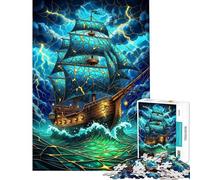 Rompecabezas de 1000 Piezas para Adultos Barco en Mares tormentosos Rompecabezas para Adolescentes Juego práctico para Mejorar la Memoria Regalo Ideal para Amigos y Familiares (Tamaño 38x26cm)