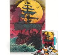 Rompecabezas de 1000 Piezas para Adultos Barco Fantasma a Toda Vela, Juego Educativo, para Relajarse intelectualmente, Regalo Ideal para los Amantes de los Juegos 50x75cm