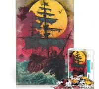 Rompecabezas de 1000 Piezas para Adultos Barco Fantasma a Toda Vela, Juguete Educativo, para Relajarse intelectualmente, 38x52cm