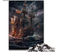 Rompecabezas de 1000 Piezas para Adultos, Barco Pirata de Madera, Mayores de 14 años, 50x75cm, desafiante y entretenido, Actividad Familiar