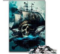 Rompecabezas de 1000 Piezas para Adultos, Barco Pirata de Madera, Mayores de 14 años, 50x75cm, manualidad Divertida para Toda la Familia, Ideal para cumpleaños y Vacaciones