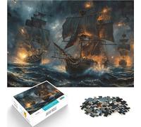 Rompecabezas de 1000 Piezas para Adultos Barco Pirata en Batalla Competición de Velocidad de Manos Grandes Regalos y Juguetes 75x50cm