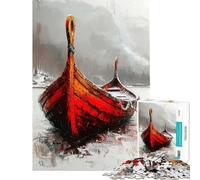 Rompecabezas de 1000 Piezas para Adultos Barco Vikingo abandonado Rompecabezas de 1000 Piezas Juguetes antiestrés Juego de desafío único y difícil (50x75cm)