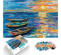Rompecabezas de 1000 Piezas para Adultos Barcos a la luz del Atardecer Juegos educativos con Piezas de Formas aleatorias Que se entrelazan Completamente 38x26cm