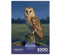 Rompecabezas De 1000 Piezas para Adultos Barn Owl Perched on A Post Rompecabezas Juegos Divertidos Vacaciones En Casa Matar El Tiempo Cumpleaños Y Navidad 38x26cm/1000pcs