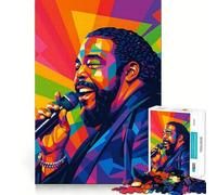 Rompecabezas de 1000 Piezas para Adultos Barry White Retrato Colorido Arte de Corte nítido Juguete de Habilidad Creativa Juego de Ocio Relajante (50x75cm)