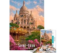 Rompecabezas de 1000 Piezas para Adultos Basílica del Sacré-Cœur Montmartre París Juego Interactivo de Rompecabezas Toda la Familia (tamaño 38x26cm)