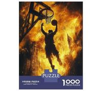 Rompecabezas De 1000 Piezas para Adultos Basketball Silhouette in Flames Rompecabezas para Adultos Juegos Familiares para La Diversión Familiar Regalo De Cumpleaños, Regalos, 70x50cm/1000pcs
