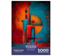 Rompecabezas De 1000 Piezas para Adultos Bauhaus Abstract Geometry - Vertical Blocks in Red, Teal & Gold Rompecabezas Juguetes Antiestrés Decoración del Hogar Difícil Y Desafiante 52x38cm/1000pcs