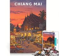 Rompecabezas de 1000 Piezas para Adultos: Bazar Nocturno de Chiang MAI Juegos Divertidos, interacción Entre Padres e Hijos Cada Pieza es única 38x26cm