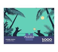 Rompecabezas De 1000 Piezas para Adultos Beach Volleyball Cat Tropical Beach Rompecabezas para Adultos Juegos De Relajación para La Diversión Familiar Interacción Entre Padres E Hijos 52x38cm/1000pcs