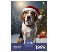 Rompecabezas De 1000 Piezas para Adultos Beagle Dog Funny Christmas Rompecabezas para Adolescentes Juguetes Antiestrés Desafío Difícil Actividades Divertidas En Casa 38x26cm/1000pcs