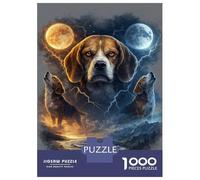 Rompecabezas De 1000 Piezas para Adultos Beagle Dogs Howling at Two Moons Rompecabezas para Adultos Juegos De Relajación Regalos para Mujeres Desafío Educativo 70x50cm/1000pcs