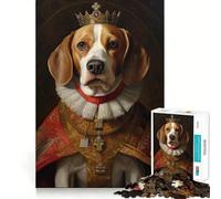 Rompecabezas de 1000 Piezas para Adultos Beagle El Rey Juego de Borde Juego Cognitivo Regalo Juego de Juego Inactivo Actividad de Cumpleaños (38x26cm)
