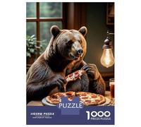 Rompecabezas De 1000 Piezas para Adultos Bear Eating Pizza Funny Rompecabezas Juegos Relajantes Regalos para Mujeres Oferta como Regalos para Toda La Familia 52x38cm/1000pcs