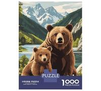 Rompecabezas De 1000 Piezas para Adultos Bear Family in Mountain Landscape Rompecabezas De Juguete Decoración De Pared Una Obra De Arte Cumpleaños Y Navidad 38x26cm/1000pcs