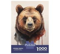 Rompecabezas De 1000 Piezas para Adultos Bear Head Watercolor Rompecabezas para Adultos Juegos De Relajación Una Obra De Arte Regalos para Amigos Y Familiares 70x50cm/1000pcs