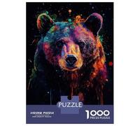 Rompecabezas De 1000 Piezas para Adultos Bear in Neon Splatter Rompecabezas para Adultos Juguete Decoración De Pared Difícil Regalo De Cumpleaños, Regalos, 52x38cm/1000pcs