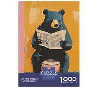 Rompecabezas De 1000 Piezas para Adultos Bear Reading Newspaper on Toilet Rompecabezas para Adultos Juegos Familiares Desafío Difícil para Cumpleaños, Navidad 70x50cm/1000pcs