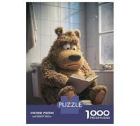 Rompecabezas De 1000 Piezas para Adultos Bear Reading on Toilet Rompecabezas para Adolescentes Juguetes De Bricolaje Que Mejoran La Memoria Regalos De Cumpleaños Y Únicos 38x26cm/1000pcs