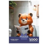 Rompecabezas De 1000 Piezas para Adultos Bear Reading on Toilet Rompecabezas para Adultos Juegos Familiares Análisis Y Lógica Regalos Y Cumpleaños Únicos 38x26cm/1000pcs