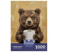 Rompecabezas De 1000 Piezas para Adultos Bear with Toilet Paper Painting Rompecabezas para Adultos Juguetes De Bricolaje Análisis Y Lógica Regalos De Cumpleaños Y Únicos 38x26cm/1000pcs