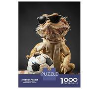 Rompecabezas De 1000 Piezas para Adultos Bearded Dragon with Soccer Ball Rompecabezas para Adolescentes Juguetes Antiestrés Desafío Difícil Actividades Divertidas En Casa 52x38cm/1000pcs