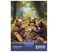 Rompecabezas De 1000 Piezas para Adultos Bears Picnic in The Woods Rompecabezas para Adultos Juego De Ingenio Desafío Difícil Desafiante De Completar 38x26cm/1000pcs