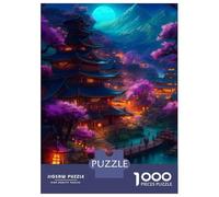 Rompecabezas De 1000 Piezas para Adultos Beautiful Night The Villag Rompecabezas para Adultos Juguetes Antiestrés Ensamblaje De Patrones Interacción Entre Padres E Hijos 70x50cm/1000pcs