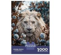 Rompecabezas De 1000 Piezas para Adultos Beautiful White Lion in Bloom Rompecabezas para Adultos Juegos Divertidos Alivia El Estrés 38x26cm/1000pcs