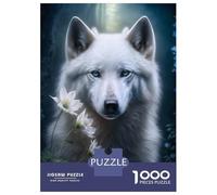 Rompecabezas De 1000 Piezas para Adultos Beautiful White Wolf Rompecabezas para Adultos Juegos Divertidos Desafío Difícil Interacción Entre Padres E Hijos 52x38cm/1000pcs