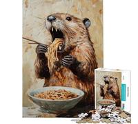 Rompecabezas de 1000 Piezas para Adultos Beaver Noodle Feast Juego desafiante Juguetes Juego Familiar para Toda la Familia Regalos de cumpleaños (tamaño 38x26cm)