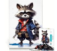 Rompecabezas de 1000 Piezas para Adultos Bebé Mapache samurái,Bordes Finos,Manualidades,Juego Divertido y Relajante,Regalo de cumpleaños o para Aficionados (38x52cm)