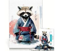 Rompecabezas de 1000 Piezas para Adultos Bebé Mapache samurái,Juego de Bordes limpios,diversión cognitiva,Juego Lento,diversión Festiva,Regalo de Ocio (38x52cm)